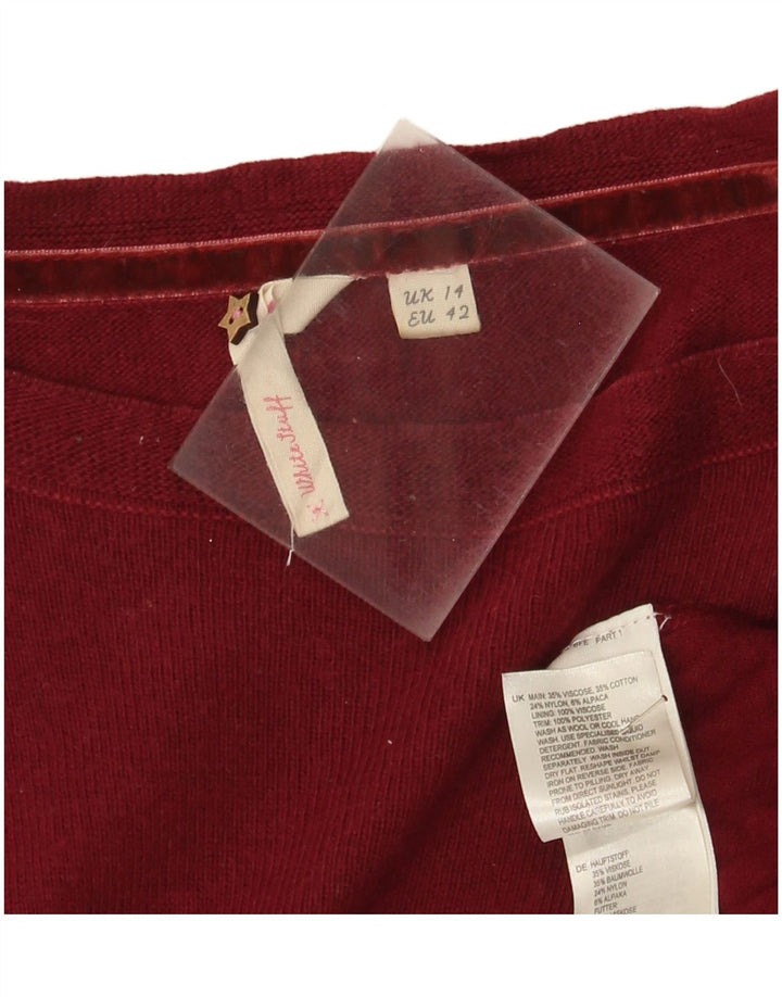 White Stuff Dame Jumper Dress UK 14 Medium Burgundy Viscose