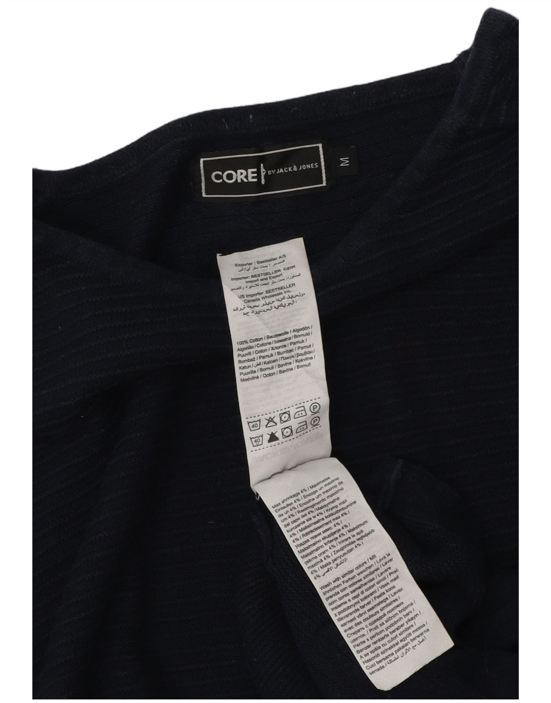 Jack & Jones Herre Top Langærmet Medium Navy Blue Nålestribet Bomuld