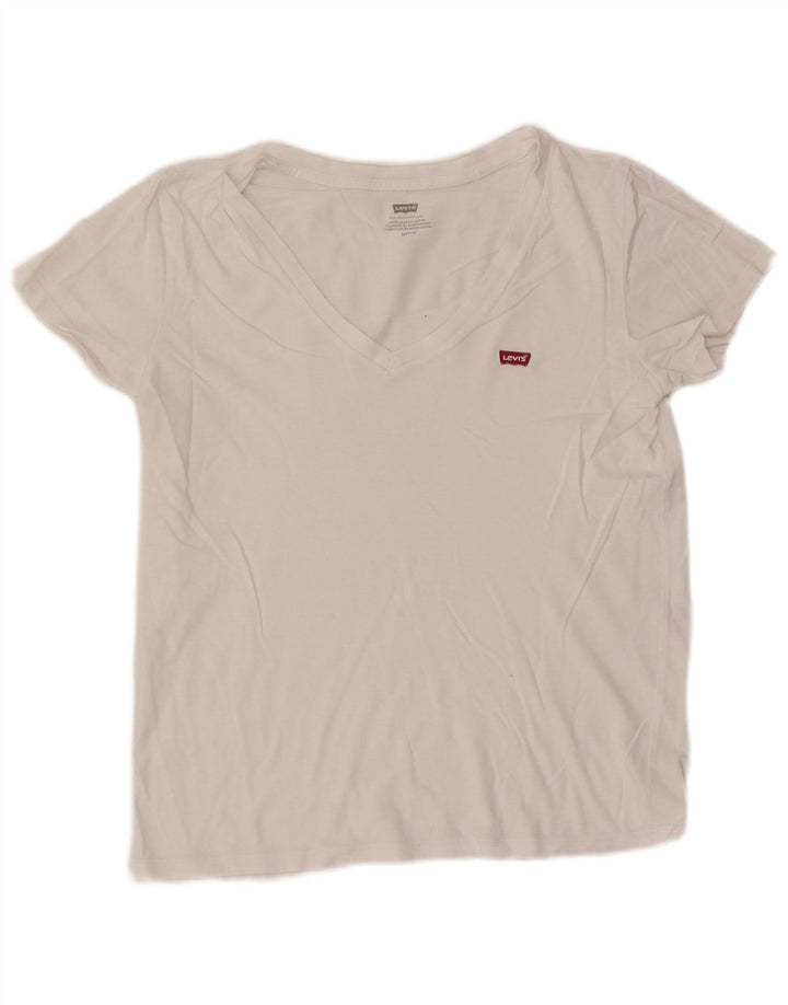 Levi's Dame T-Shirt Top UK 10 Small White