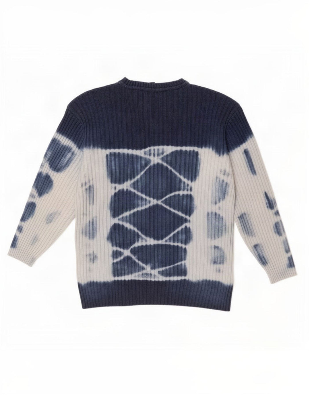 Vintage mænd med rund hals sweater medium marineblå slipsfarve bomuld