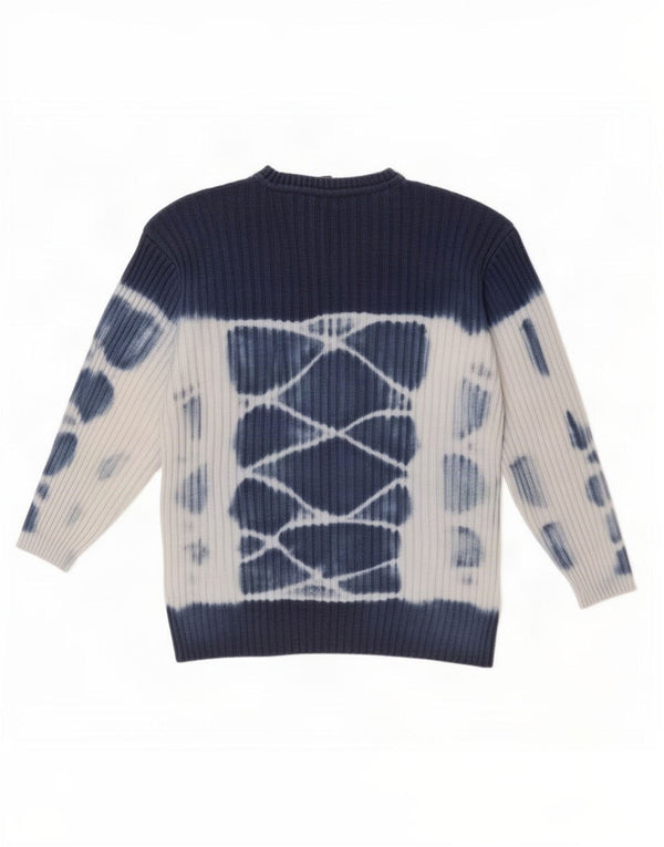 Vintage mænd med rund hals sweater medium marineblå slipsfarve bomuld