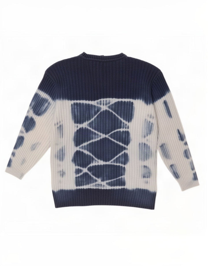Vintage mænd med rund hals sweater medium marineblå slipsfarve bomuld