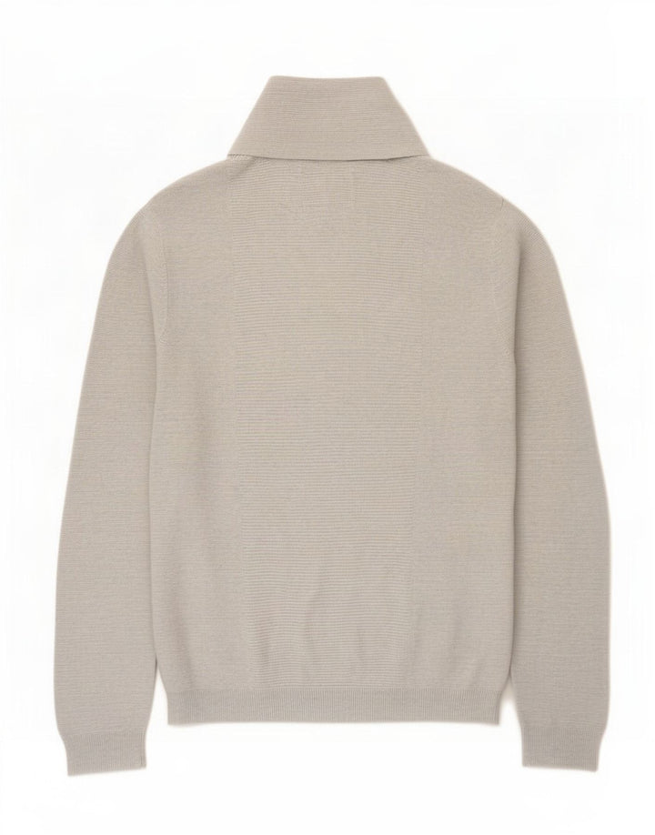 Jules Herre Shawl Neck Jumper Sweater Stor Grå Bomuld