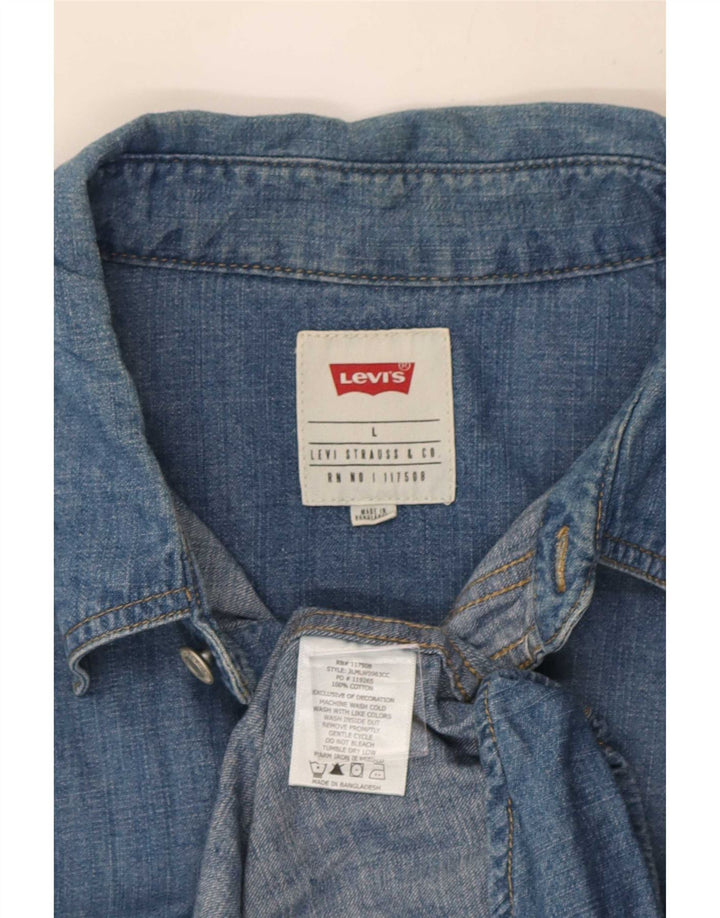 Levi's Denimskjorte til mænd, stor blå bomuld