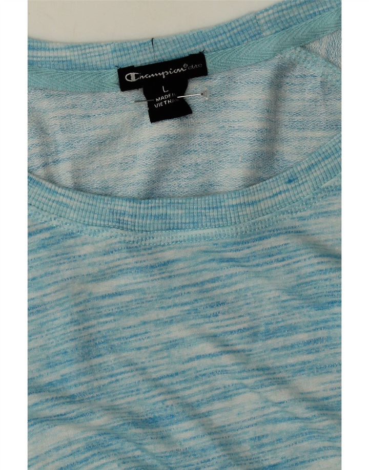 CHAMPION Womens Top Long Sleeve UK 16 Large Blue Flecked Rayon Vintage Champion and Second-Hand Champion from Messina Hembry 