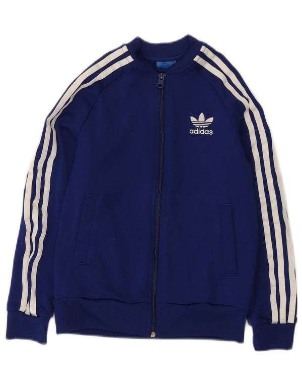 Adidas Boys Regular Fit Tracksuit Top Jacket 8-9 Years Blue Sports