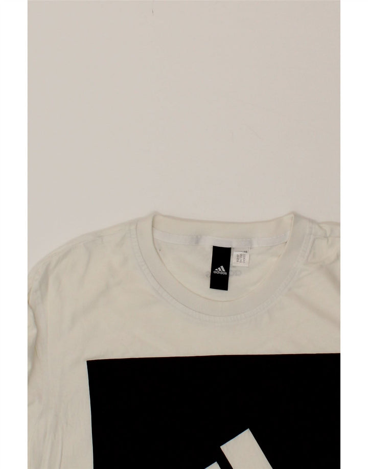 ADIDAS Mens Graphic T-Shirt Top Medium White Vintage Adidas and Second-Hand Adidas from Messina Hembry 