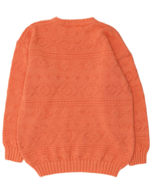 VINTAGE Dame Boat Neck Jumper Sweater UK 12 Medium Orange