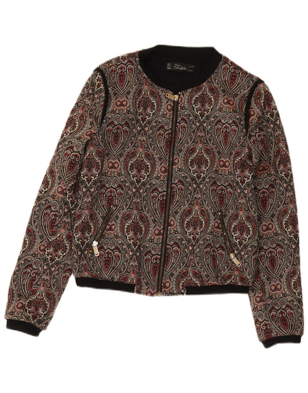 Zara Womens Crop Bomber Jacket UK 10 Small Multicolored Paisley