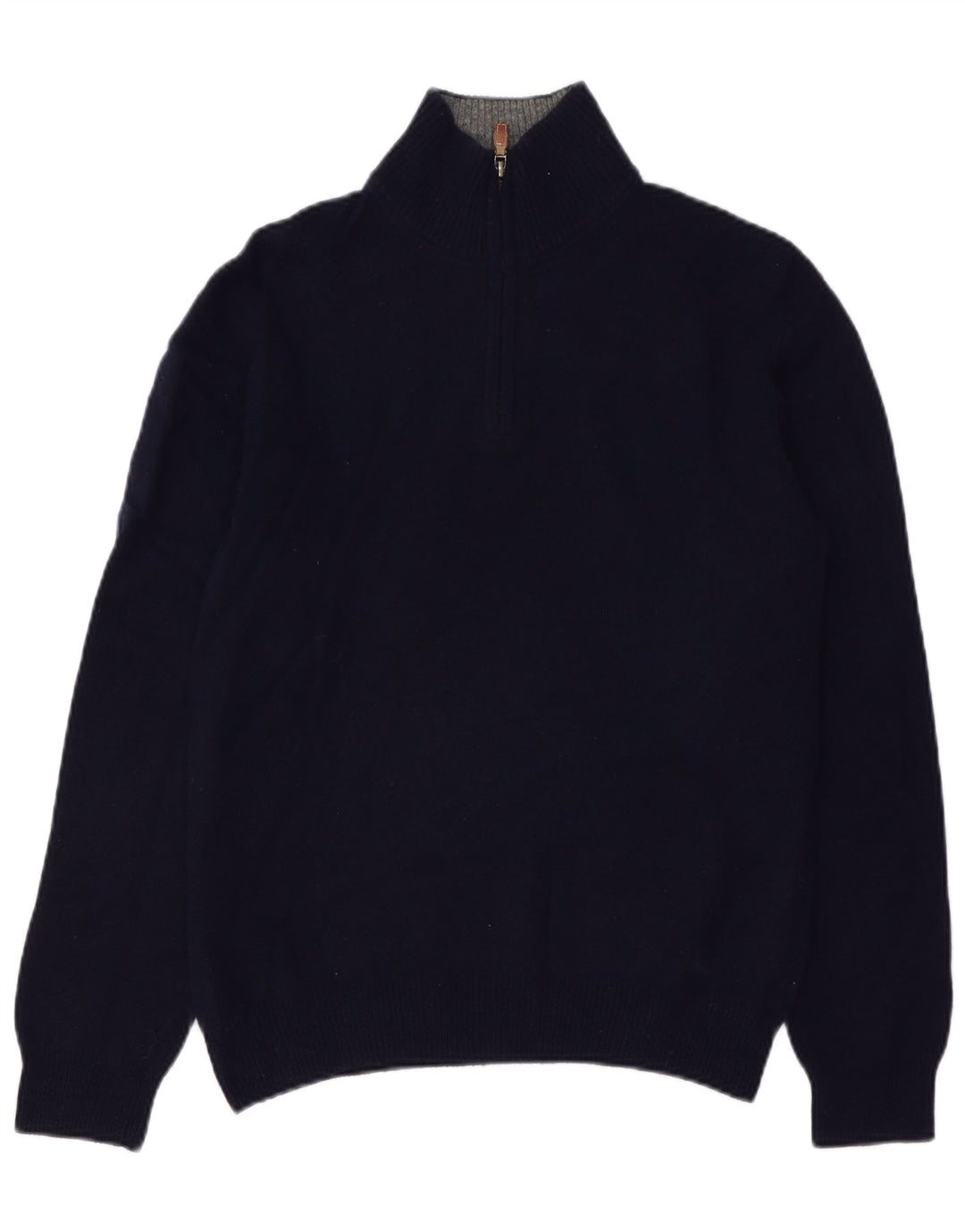 HACKETT Herre Zip Neck Jumper Sweater Medium Navy Blue Lammeuld
