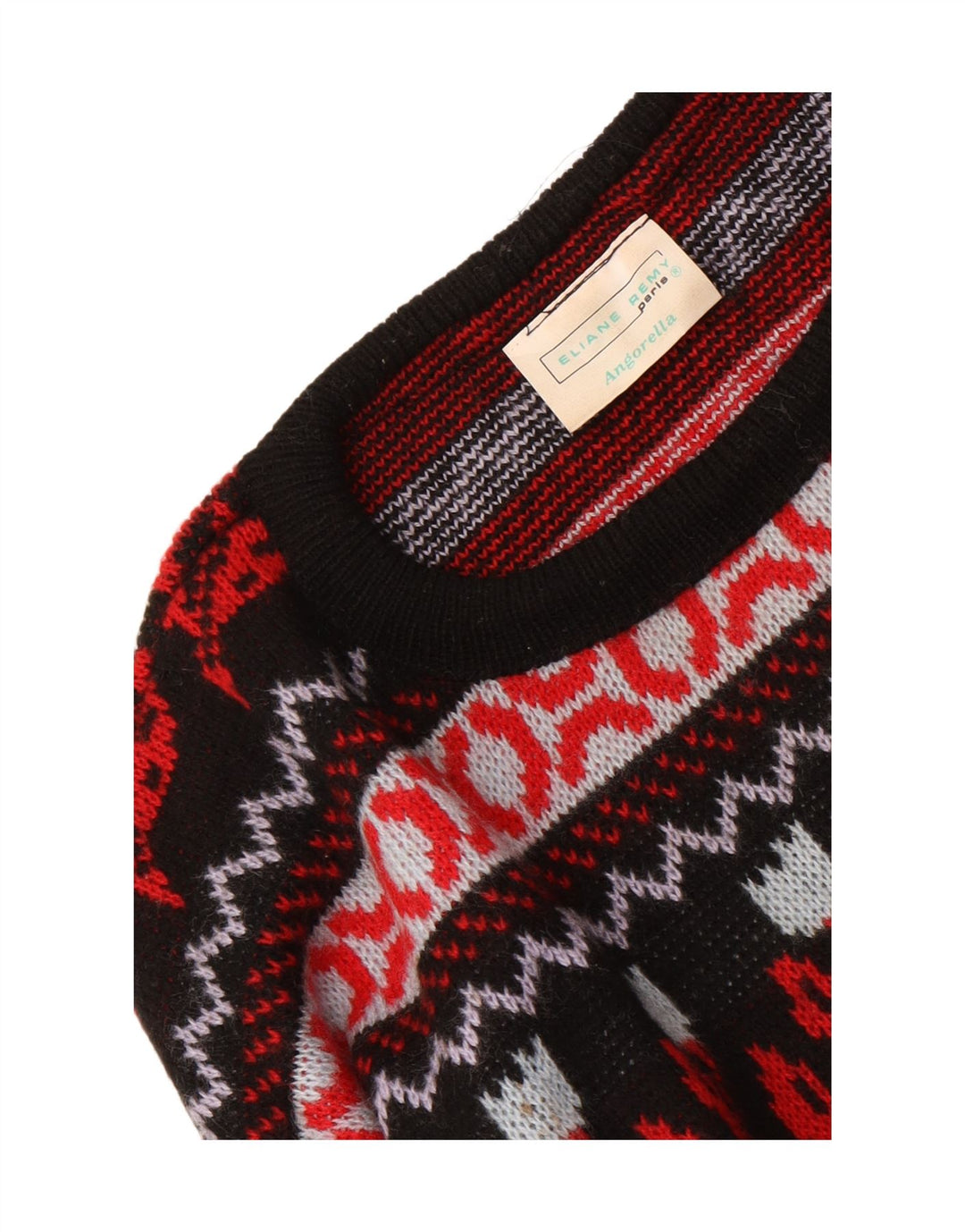 Vintage herre rund hals sweater medium flerfarvet blomster akryl
