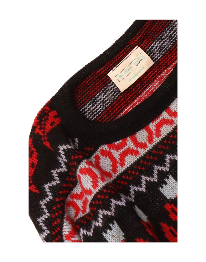 Vintage herre rund hals sweater medium flerfarvet blomster akryl