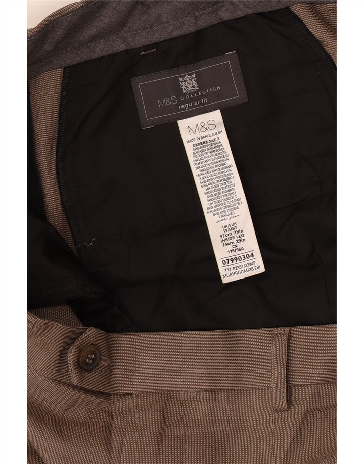 Marks & Spencer Herre Regular Fit Suit Bukser W38 L29 Beige Polyester