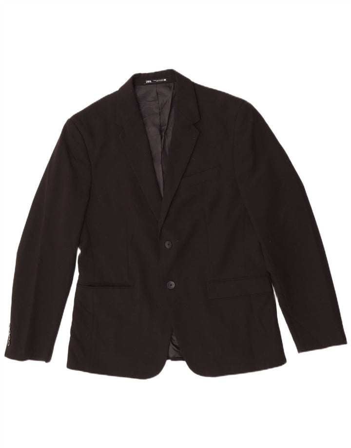Zara Herre 2-knaps blazerjakke EU 52 Stor sort polyester
