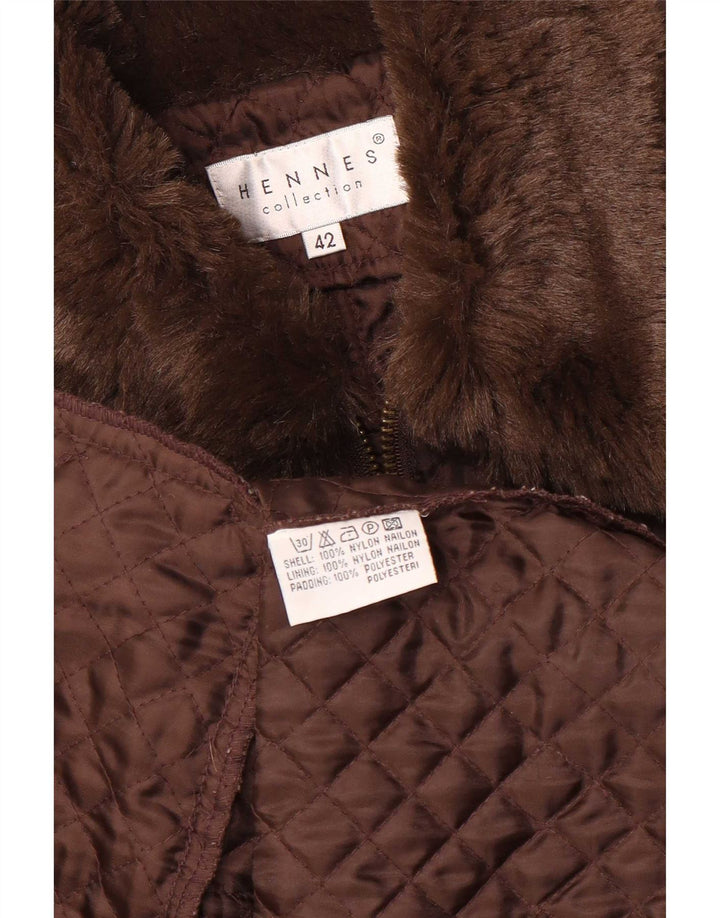Hennes Dame Quiltet Jakke IT 42 Medium Brun Nylon