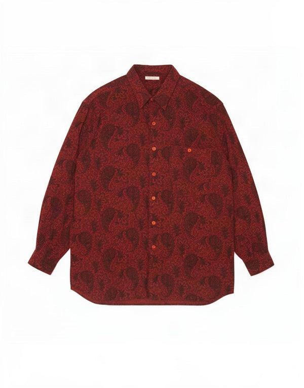 Vintage Langline skjorte til mænd Large Burgundy Paisley