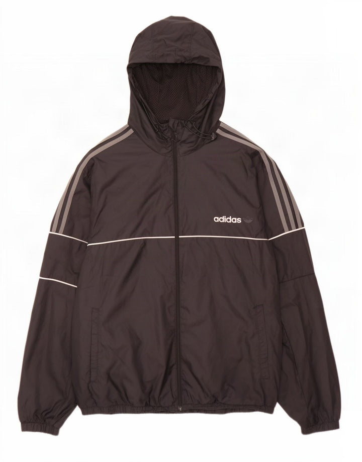 Adidas Grafisk regnjakke med hætte til mænd UK 42 XL Sort polyester