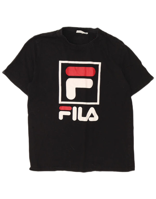 Fila Herre Grafisk T-Shirt Top XS Sort Bomuld