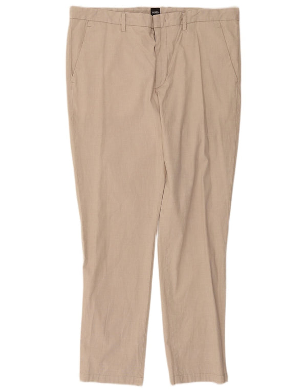Hugo Boss Herre Slim Chino Bukser EU 50 Large W36 L28 Beige Bomuld