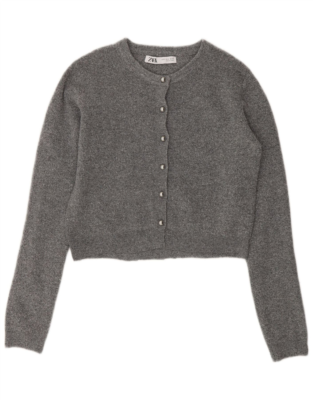 Zara Womens Crop Cardigan Sweater UK 10 Small Grey
