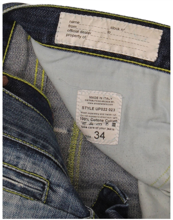 DONDUP Herre Distressed Straight Jeans W34 L32 Blå Bomuld