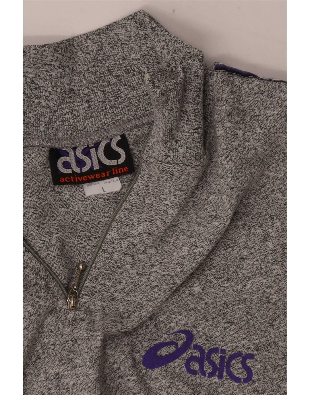 Asics Herre grafisk lynlås-hals sweatshirt jumper stor grå flækket bomuld