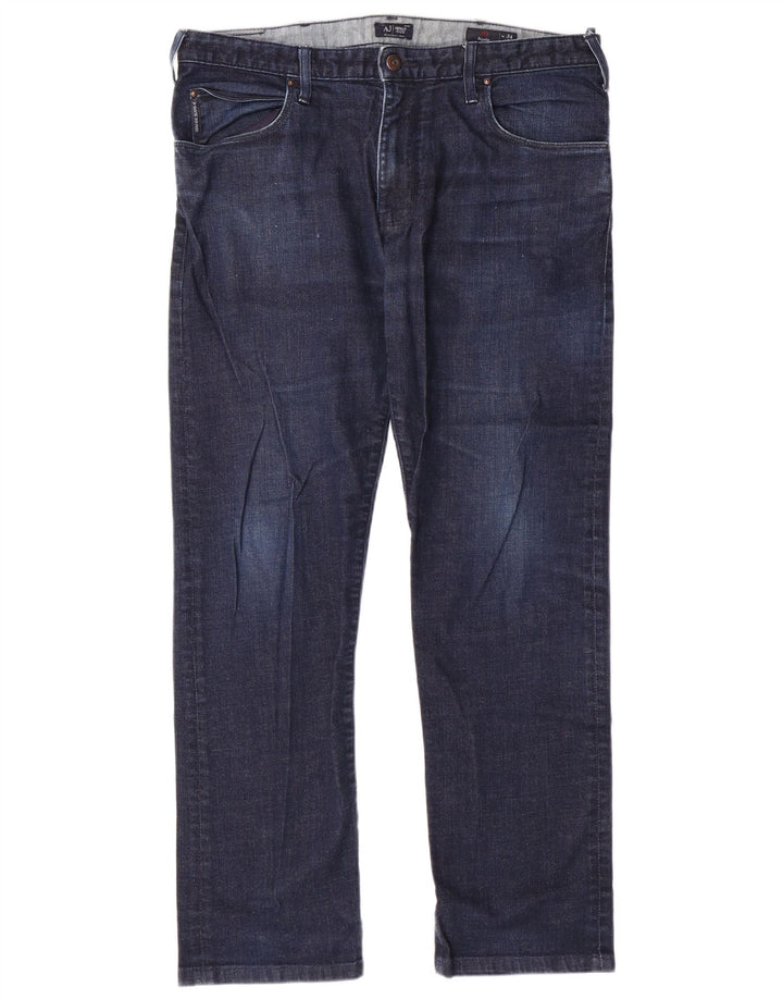 ARMANI Straight jeans til mænd W34 L29 Marineblå bomuld