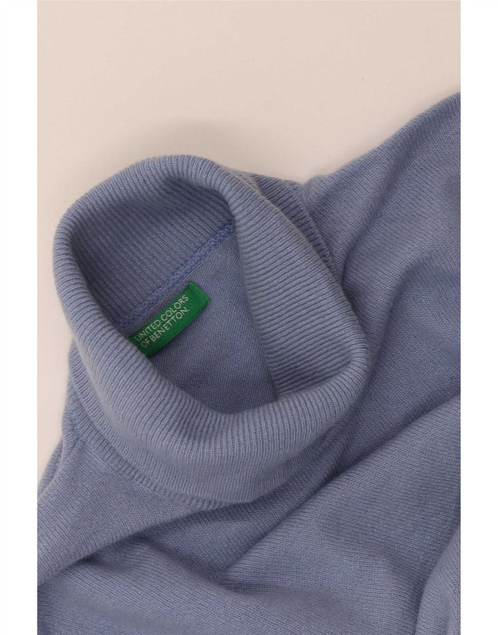 Benetton Dame Roll Neck Sweater UK 10 Small Blue
