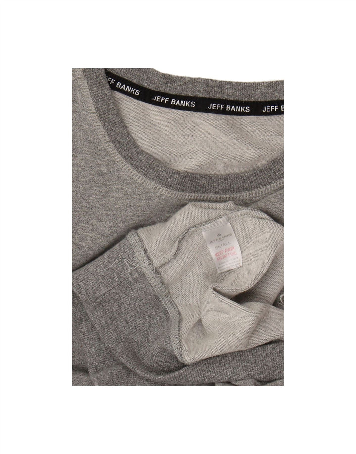 JEFF BANKS Mens Sweatshirt Jumper Small Grey Flecked Cotton