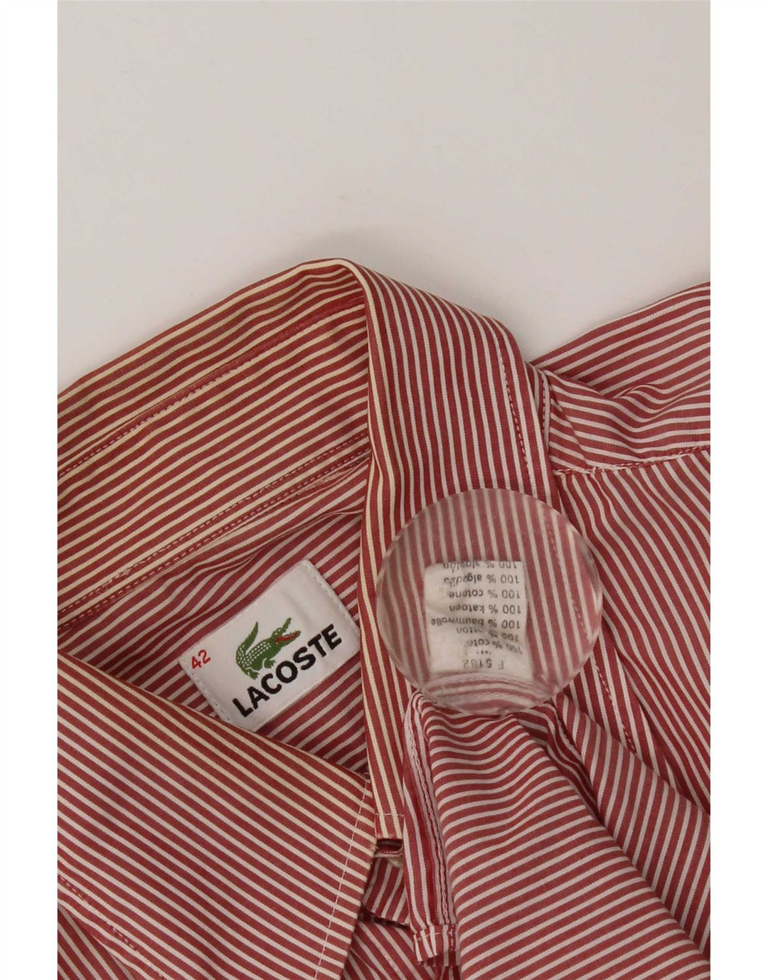 Lacoste herreskjorte str. 42 Stor rødstribet bomuld