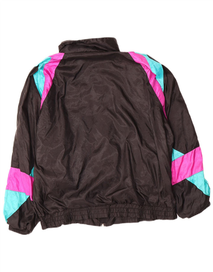Vintage herre Loose Fit træningsdragt topjakke lille sort farveblok