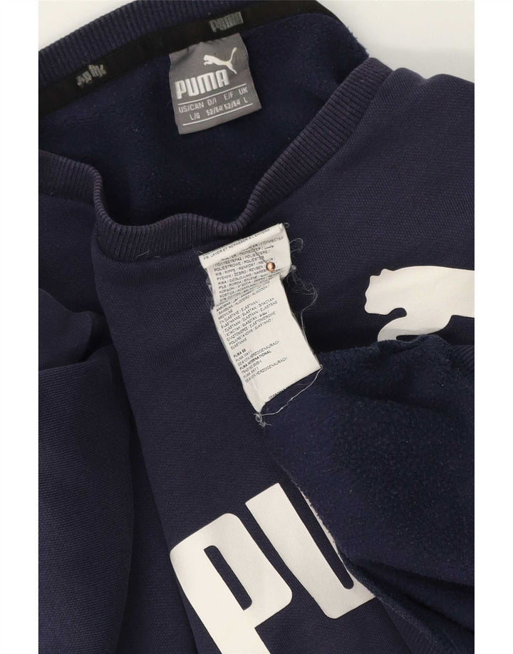 Puma Herre Grafisk Sweatshirt Jumper Stor Marineblå Bomuld