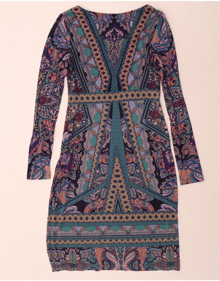 MONSOON Dame Langærmet Skift Kjole UK 12 Medium Flerfarvet Paisley