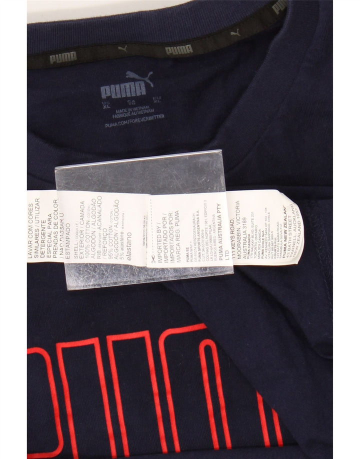 PUMA Herre grafisk T-shirt top XL marineblå bomuld