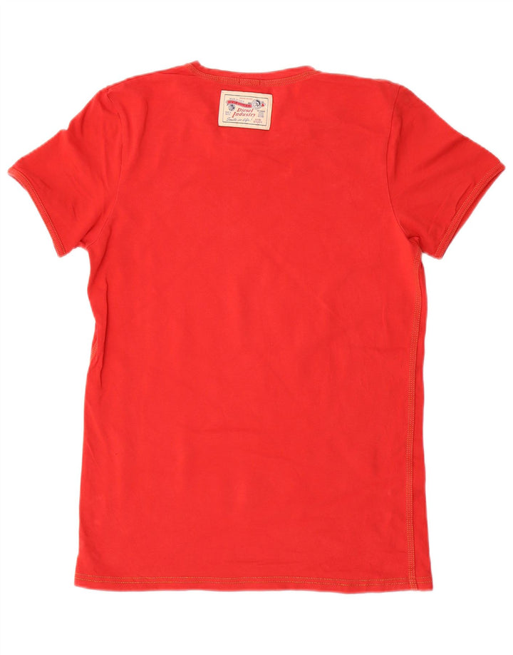 DIESEL Dame T-Shirt Top UK 10 Lille Rød Bomuld