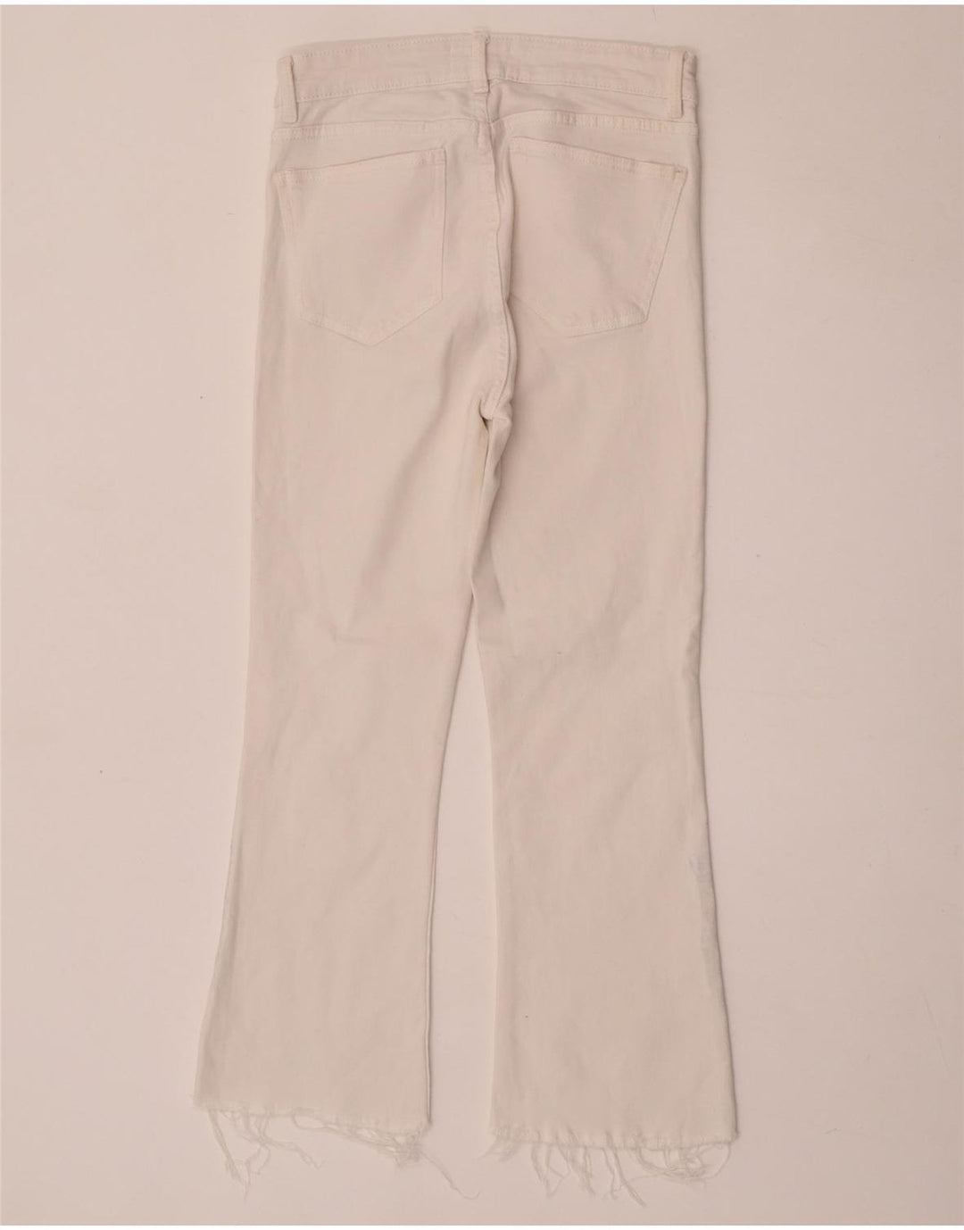 Zara Dame Crop Bootcut Jeans EU 40 Medium W30 L25 Hvid
