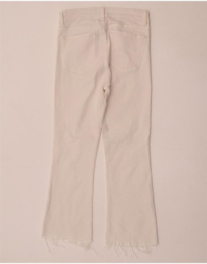 Zara Dame Crop Bootcut Jeans EU 40 Medium W30 L25 Hvid