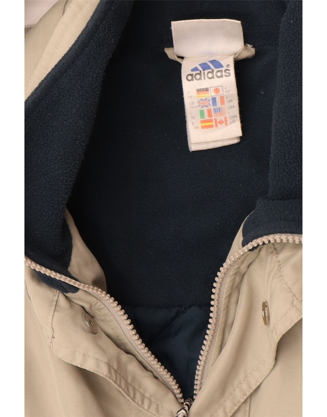 Adidas Herre Windbreaker Jacket UK 42/44 Large Beige Colourblock Polyester