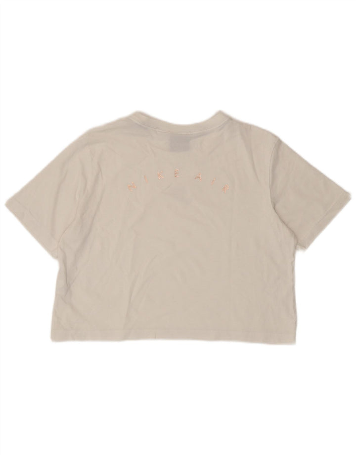 Nike Dame Crop Graphic T-Shirt Top UK 14 Medium White