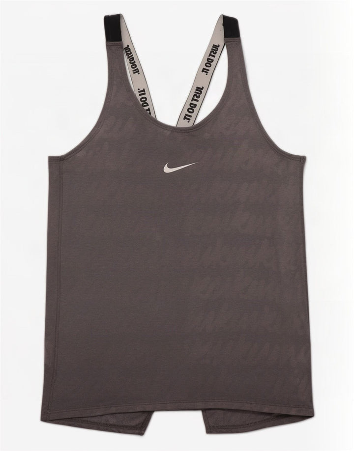 Nike Dame Dri Fit Grafisk Vest Top UK 8 Small Grey Colourblock Polyester