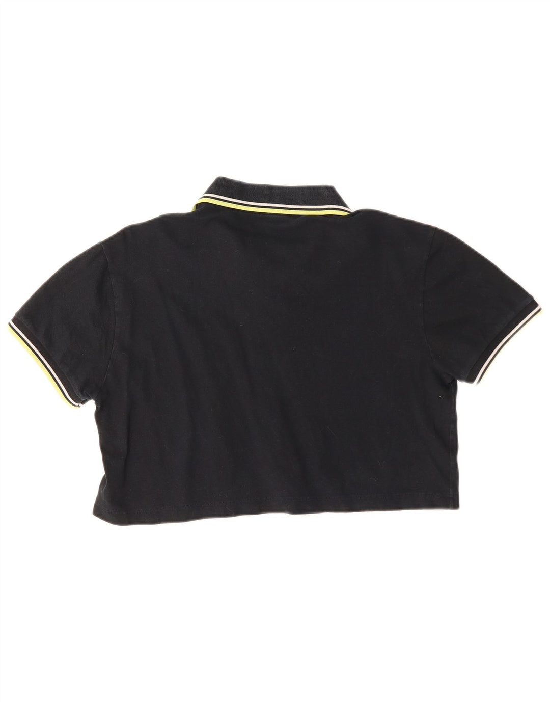Fred Perry Womens Crop Polo Shirt UK 14 Medium Black Bomuld
