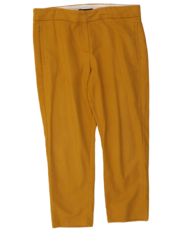Marks & Spencer Womens Regular Cropped Trousers UK 14 Medium W34 L24 Yellow