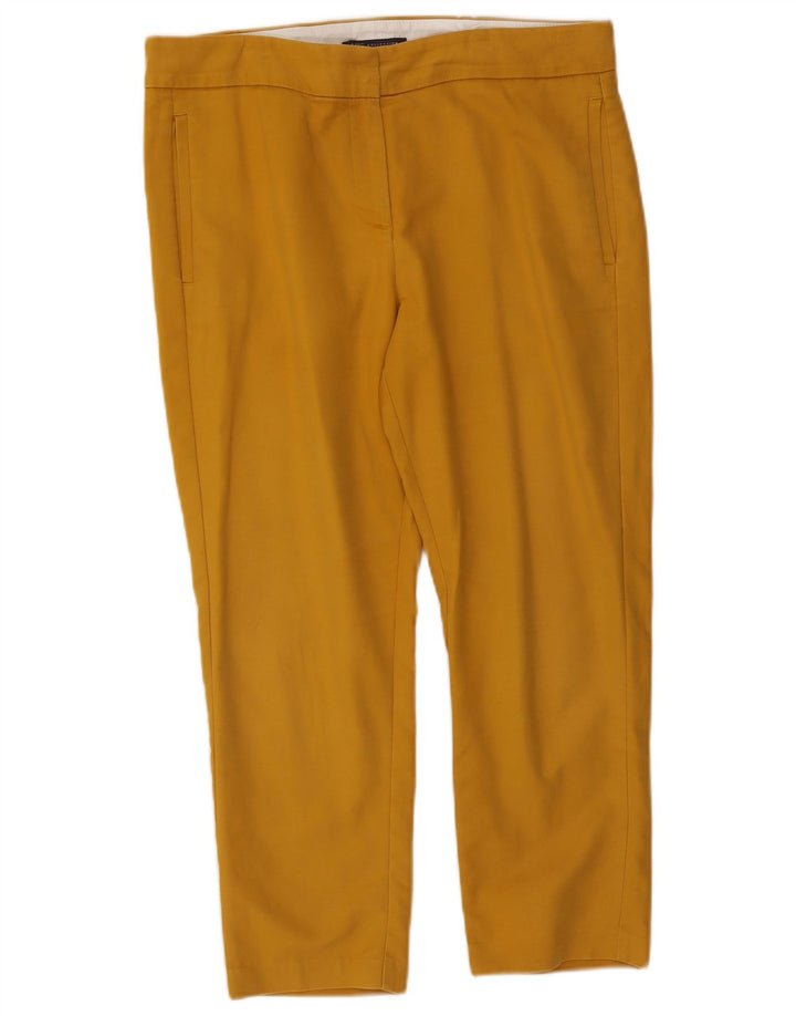 Marks & Spencer Womens Regular Cropped Trousers UK 14 Medium W34 L24 Yellow