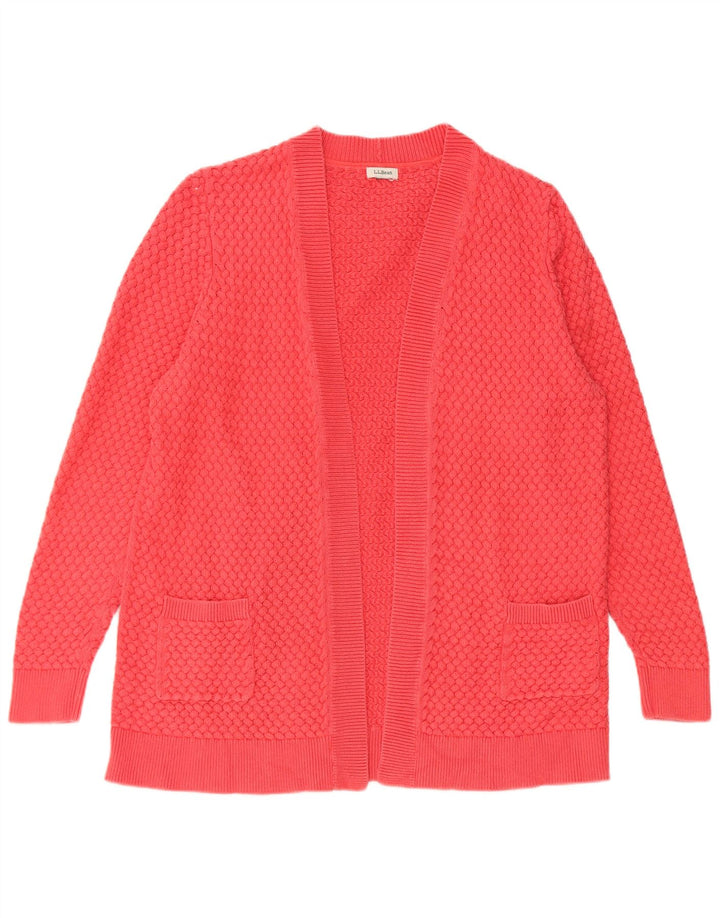 L.L.Bean Womens Open Cardigan Sweater UK 16 Large Red Bomuld