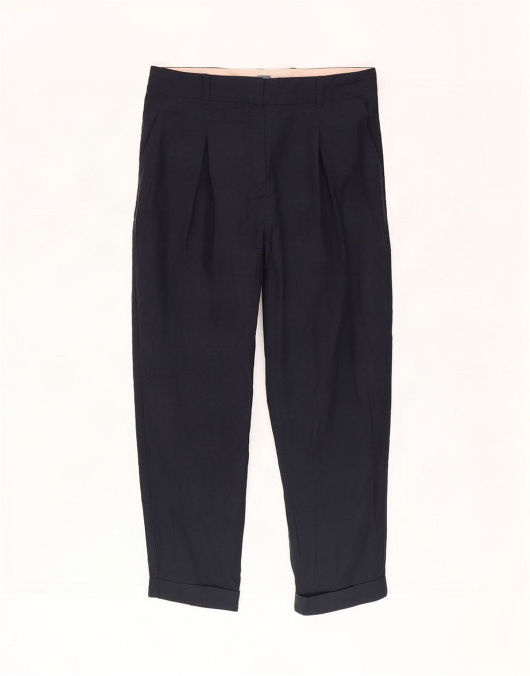 Cos Dame Pegged Cropped Trousers EU 36 Small W30 L23 Navy Blue Cupro
