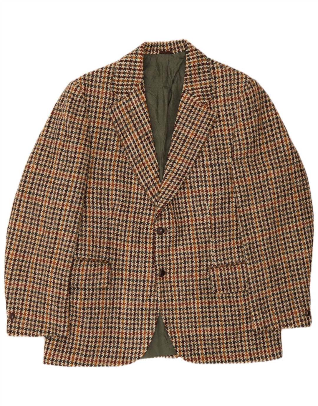 Harris Tweed Herre 2-knaps blazerjakke UK 40 Large Brown Houndstooth