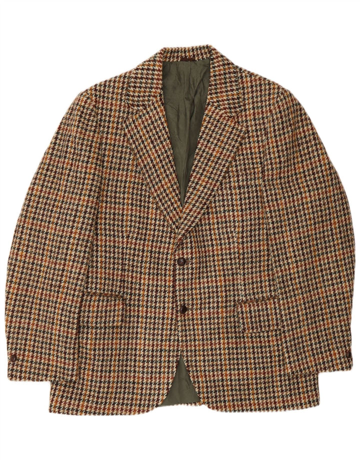 Harris Tweed Herre 2-knaps blazerjakke UK 40 Large Brown Houndstooth