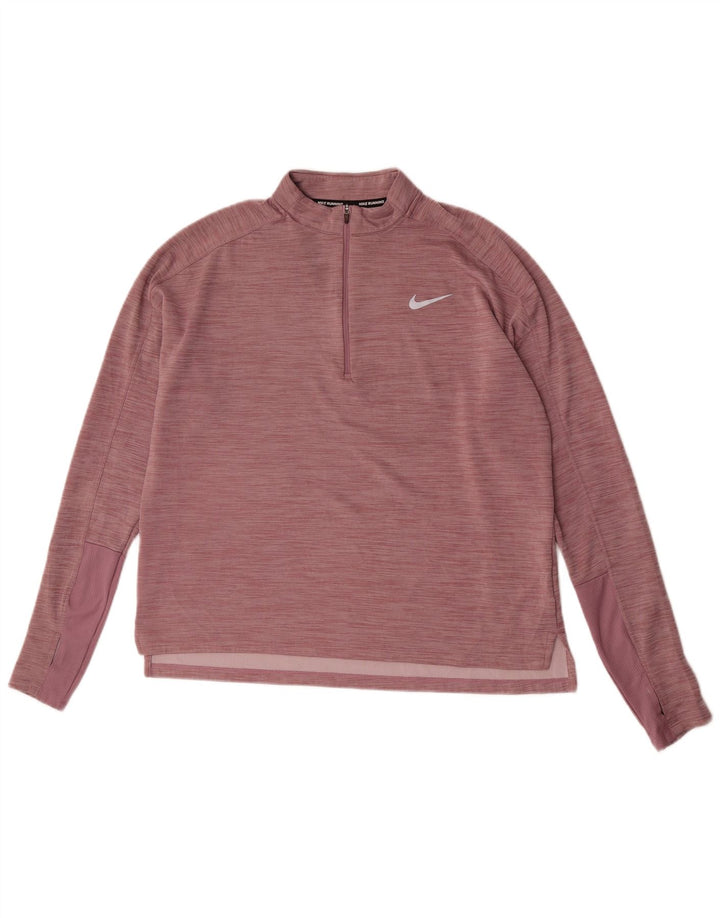 Nike Dame Dri Fit Running Pullover Træningsdragt Top UK 16 Large Pink Flecked