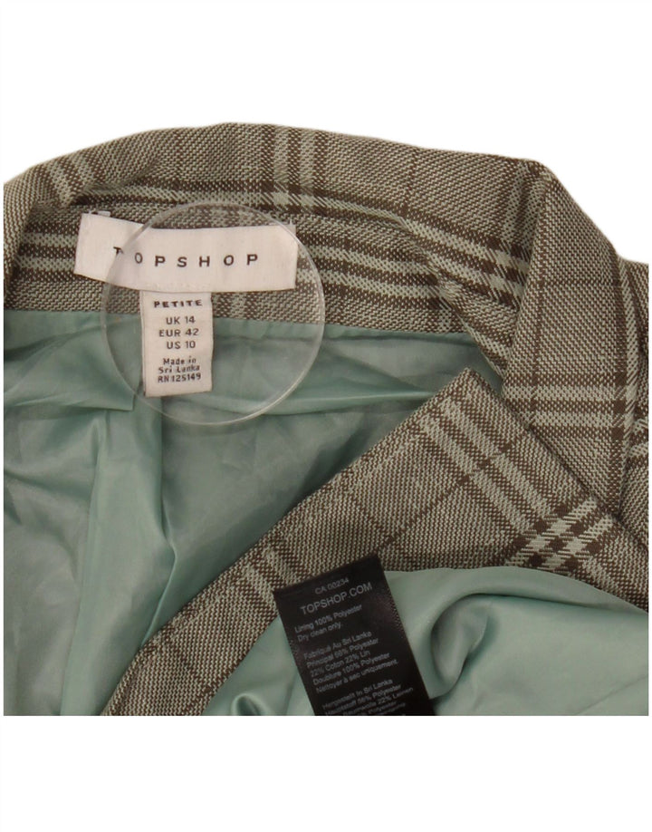 Topshop Dame Petite Dobbeltradet Blazer Jacket UK 14 Stor grøn ternet