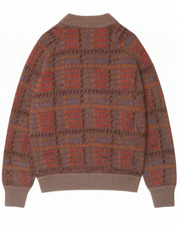 Vintage herre cardigan sweater medium flerfarvet ternet
